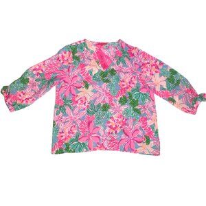Lilly Pulitzer 3/4 Sleeve Pamala Tigers Lair Top Blouse Women's Size XL - NWT